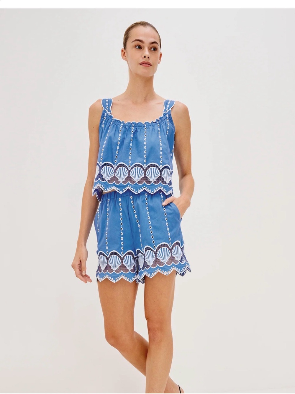 Rails Ezmerelda Scallop-Trim seashell embroidered Matching set small